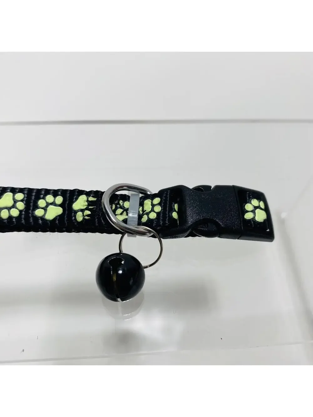 Black Cat Collar Jingle Bell Paw Print Brand New